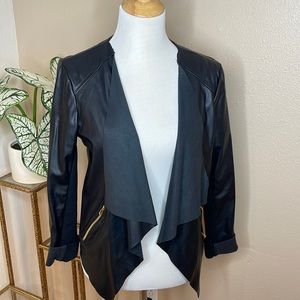 GB black faux leather jacket - Size Large